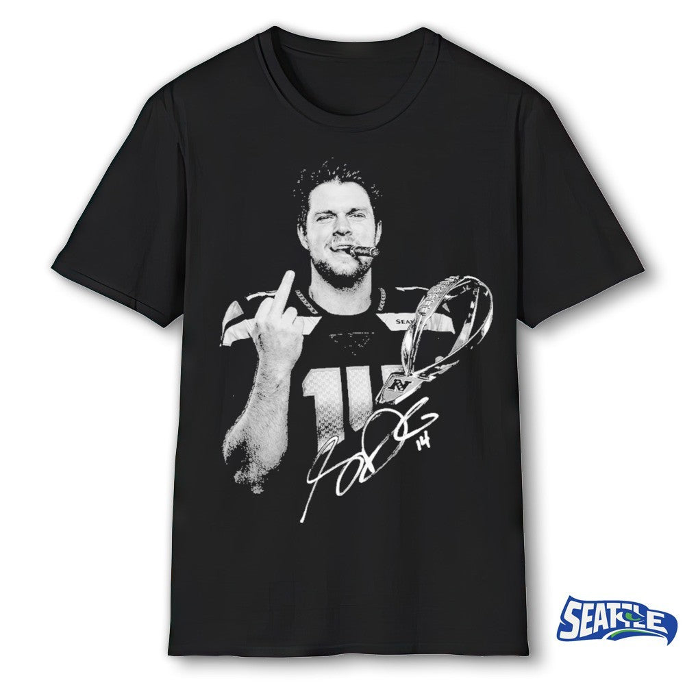 Sam Darnold Middle Finger Flipping Off Champions Tropy Signature shirt