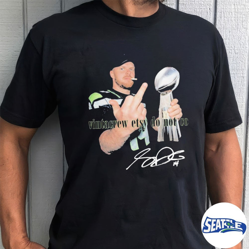 Sam Darnold Middle Finger Smoking Champions Tropy Signature shirt