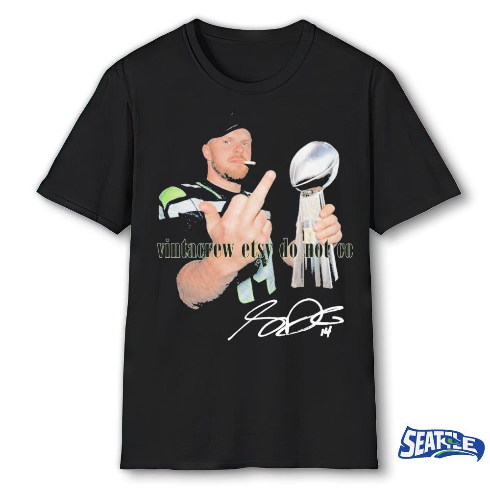 Sam Darnold Middle Finger Smoking Champions Tropy Signature shirt