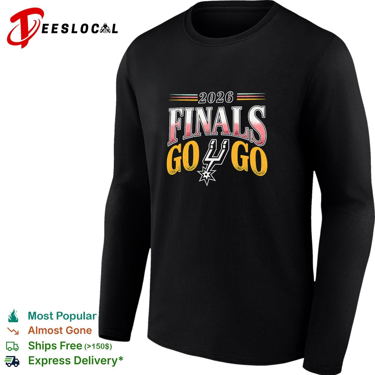 San Antonio Spurs 2026 Finals Go Go logo dark shirt
