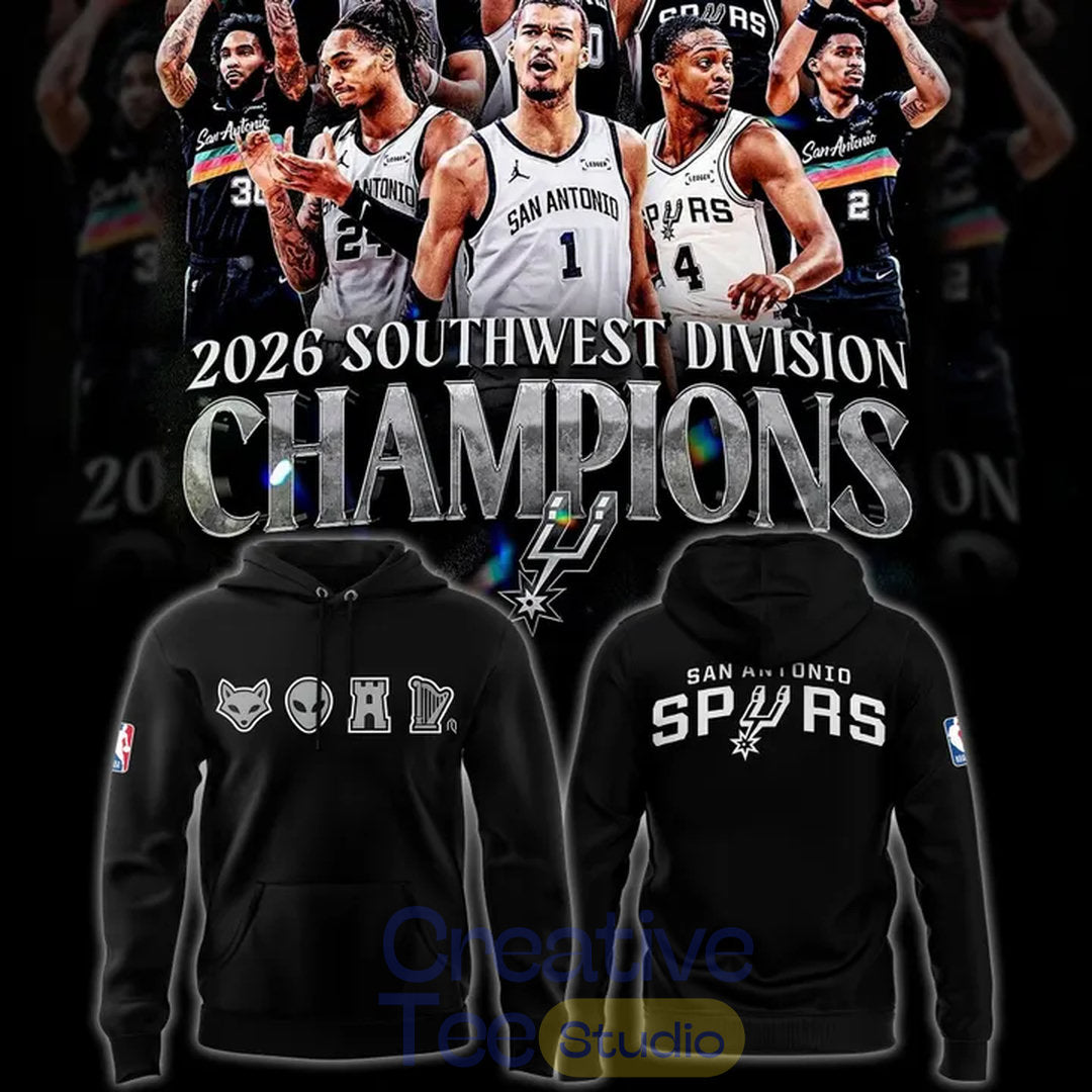 San Antonio Spurs Big 4 Icons 2026 Southwest Division Champions Hoodie