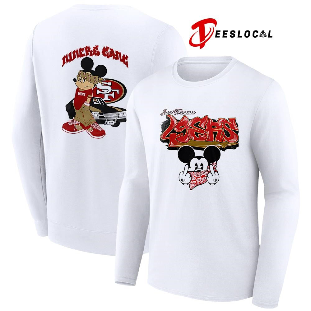 San Francisco 49ers x Gangsta Mickey Mouse middle finger shirt