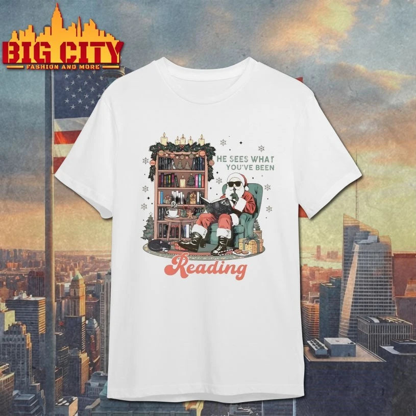 Santa Claus He Sees What You’ve Been Reading shirt