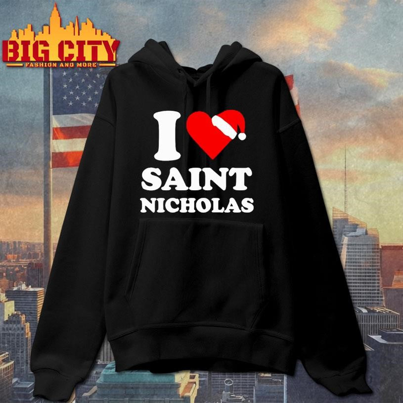 Santa Claus Heart I love saint nicholas xmas christmas shirt