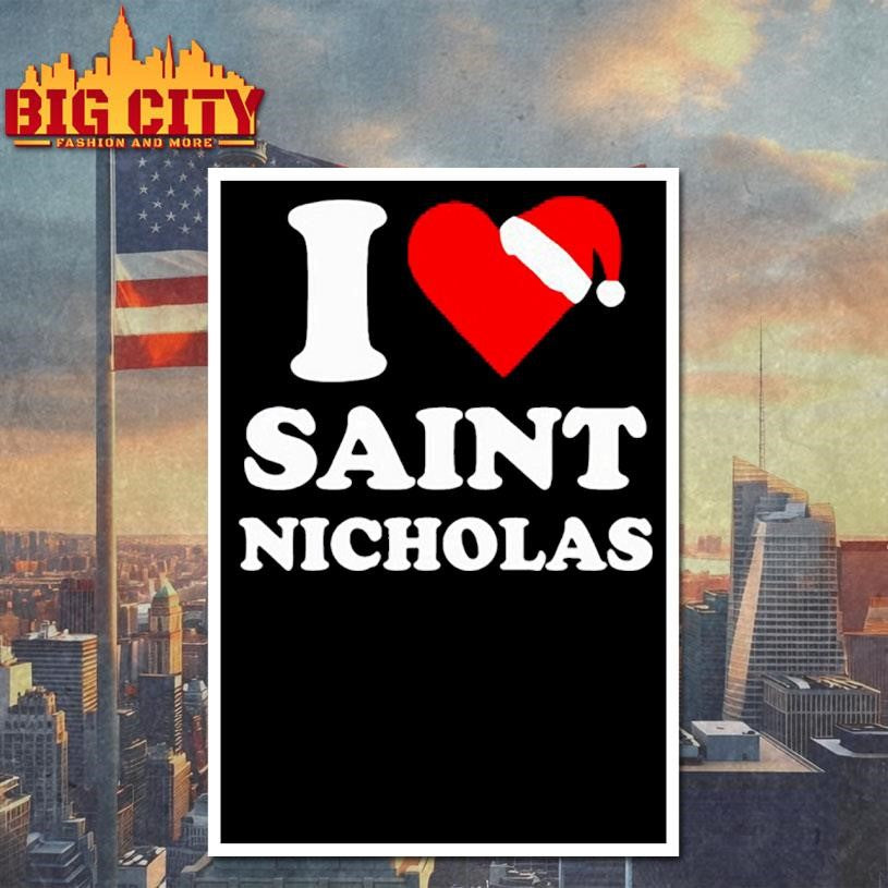 Santa Claus Heart I love saint nicholas xmas christmas shirt