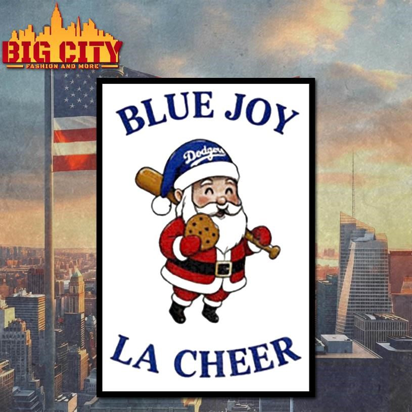 Santa Claus Los Angeles Dodgers Blue Joy LA Cheer Baseball MLB Christmas shirt