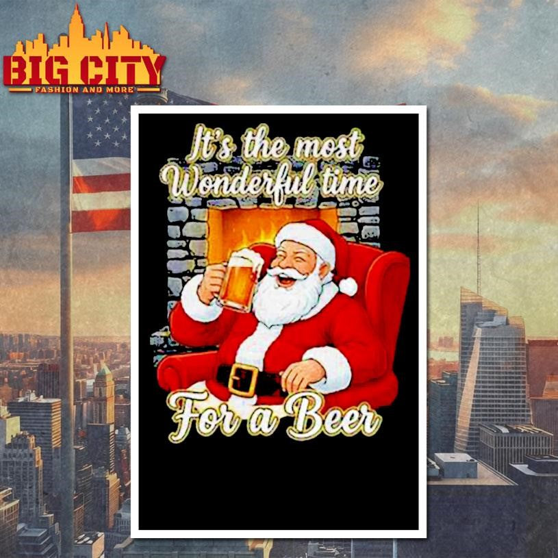 Santa Claus it’s the most wonderful time for a beer Merry Christmas shirt