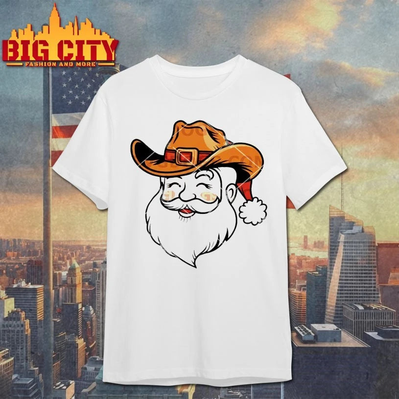 Santa Cowboy face Christmas 2025 shirt