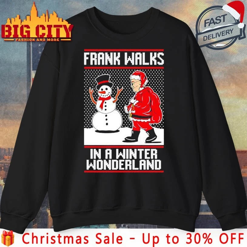 Santa Frank Walks Wonderland ugly christmas 2025 shirt