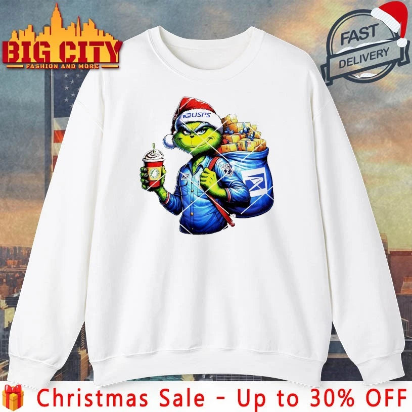 Santa Grinch Christmas as Usps Worker 2025 Shirt