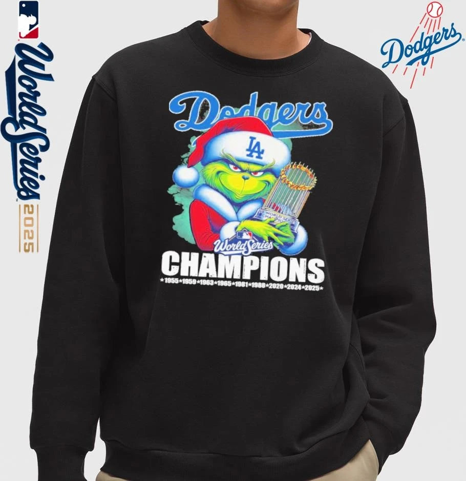 Santa Grinch Los Angeles Dodgers 2025 World Series Champions T-Shirt