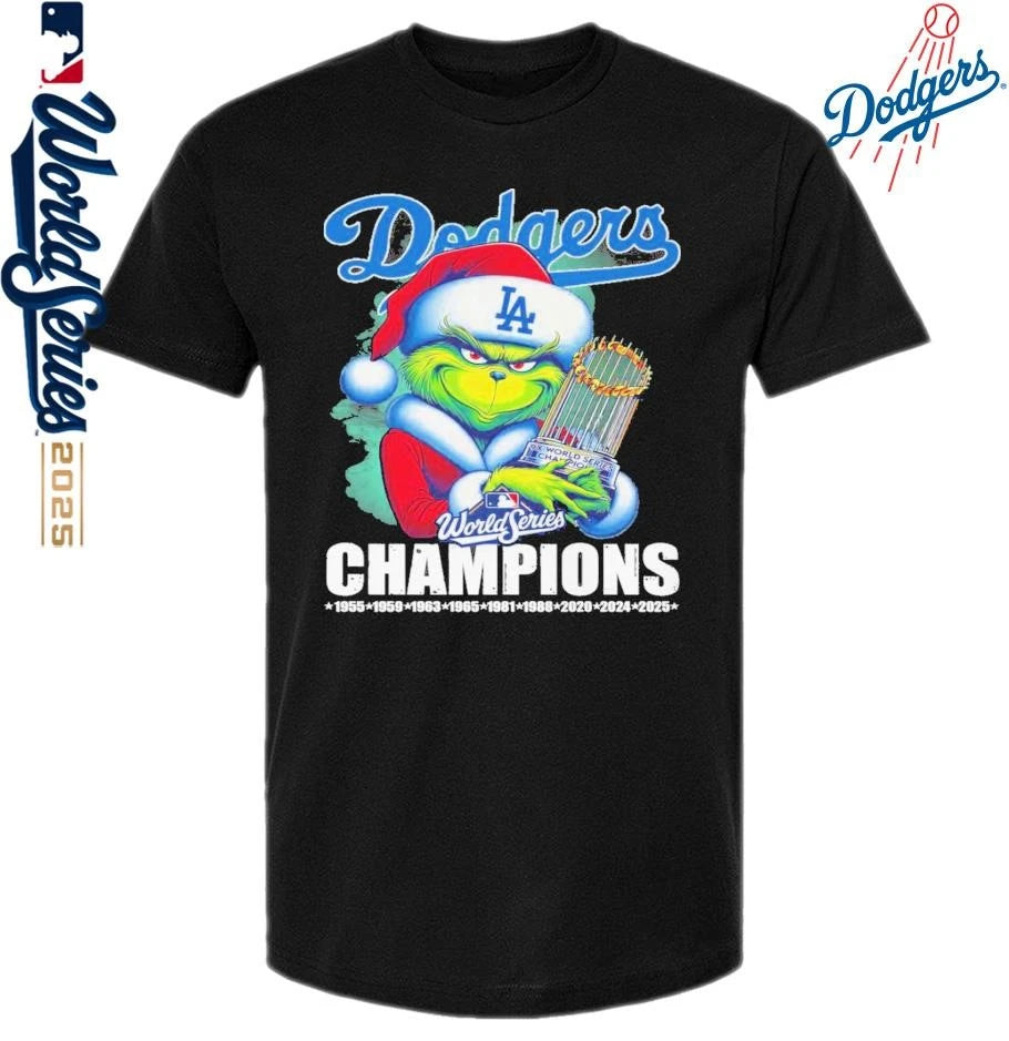 Santa Grinch Los Angeles Dodgers 2025 World Series Champions T-Shirt