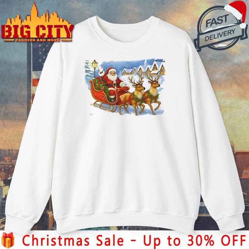 Santa Sleigh Reindeer Christmas 2025 shirt