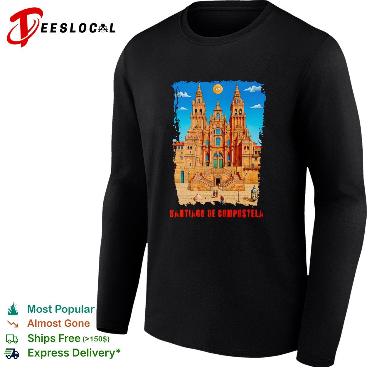Santiago de Compostela Cathedral Pilgrim Scallop Shell Eye of Providence shirt