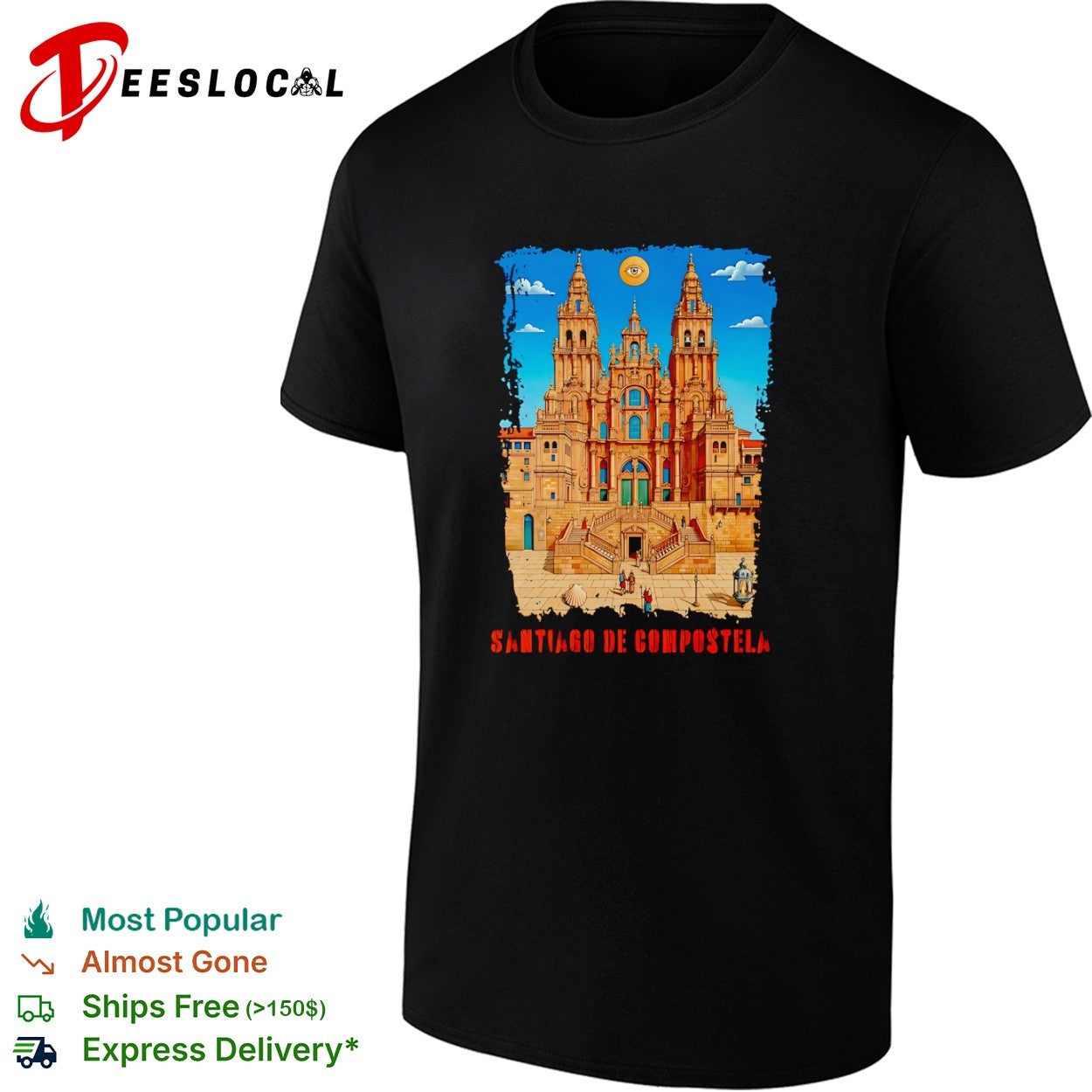 Santiago de Compostela Cathedral Pilgrim Scallop Shell Eye of Providence shirt