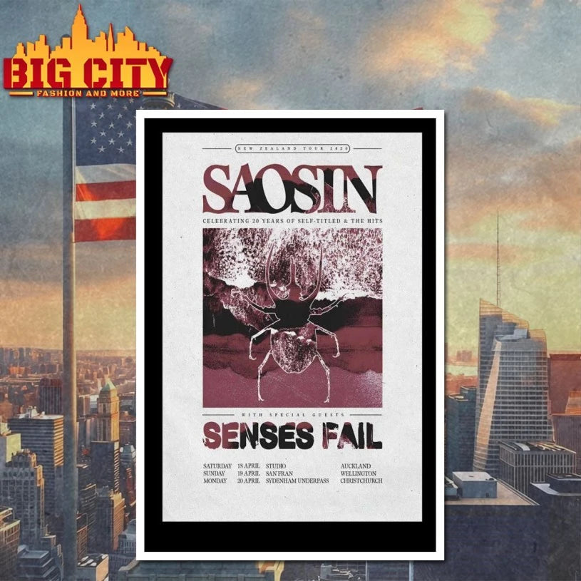 Saosin 2026 New Zealand Tour Poster T-shirt