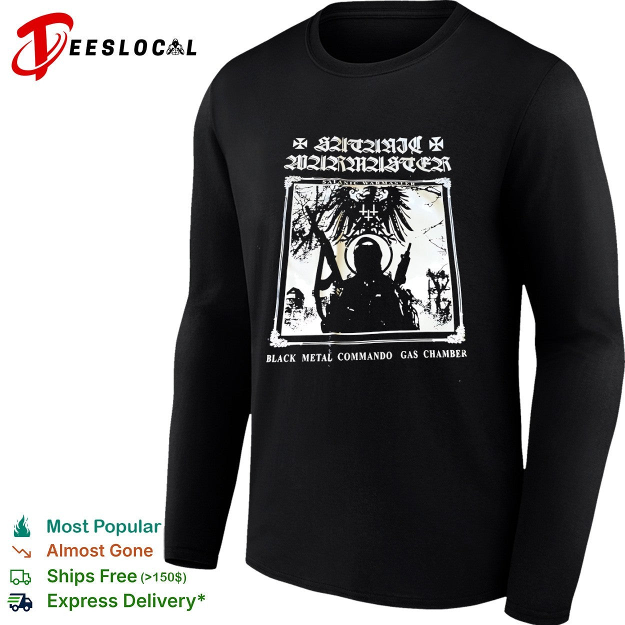 Satanic Warmaster Black Metal Commando Gas Chamber shirt