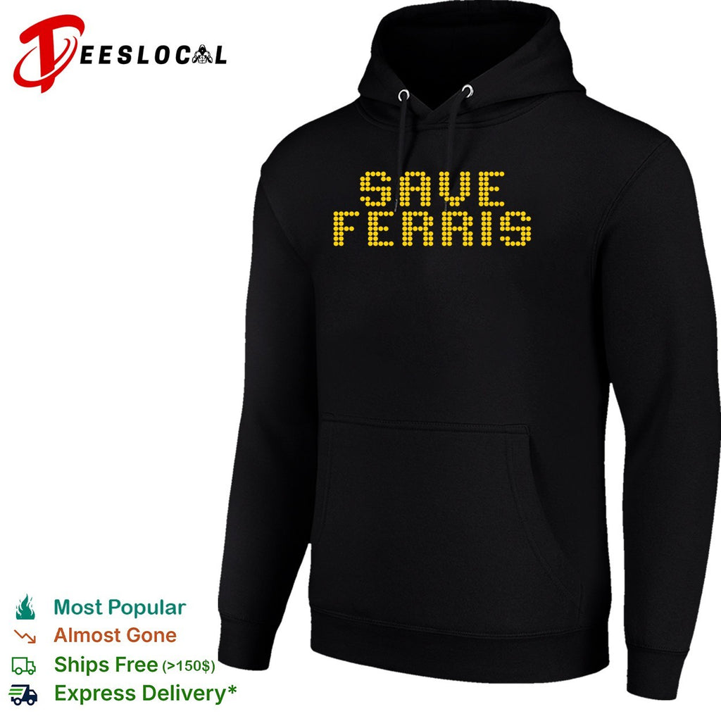Save Ferris Ferris Buellers Day Off movie quote digital dot matrix design shirt