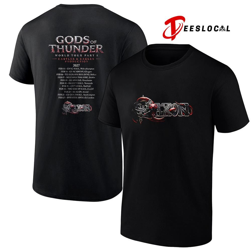 Saxon Gods of Thunder world tour dates schedule shirt