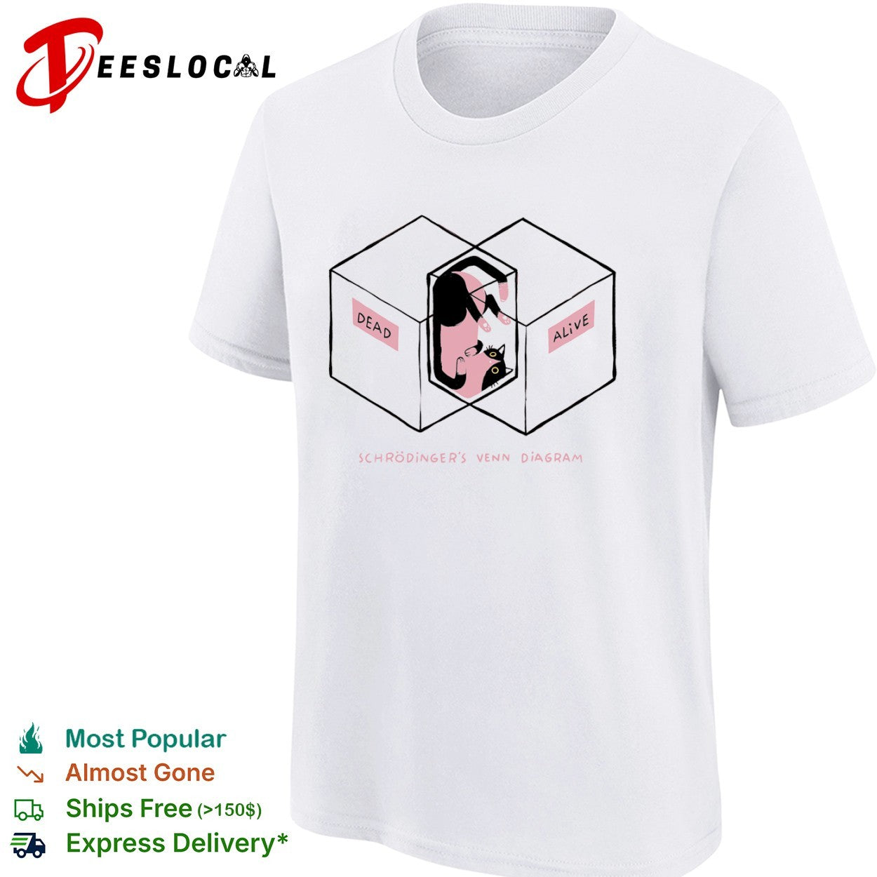 Schrodinger cat diagram venn dead alive shirt
