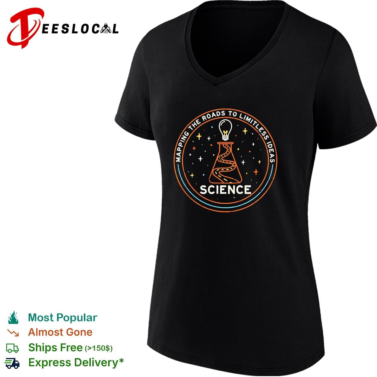 Science discovery road flask mapping the roads to limitless ideas shirt