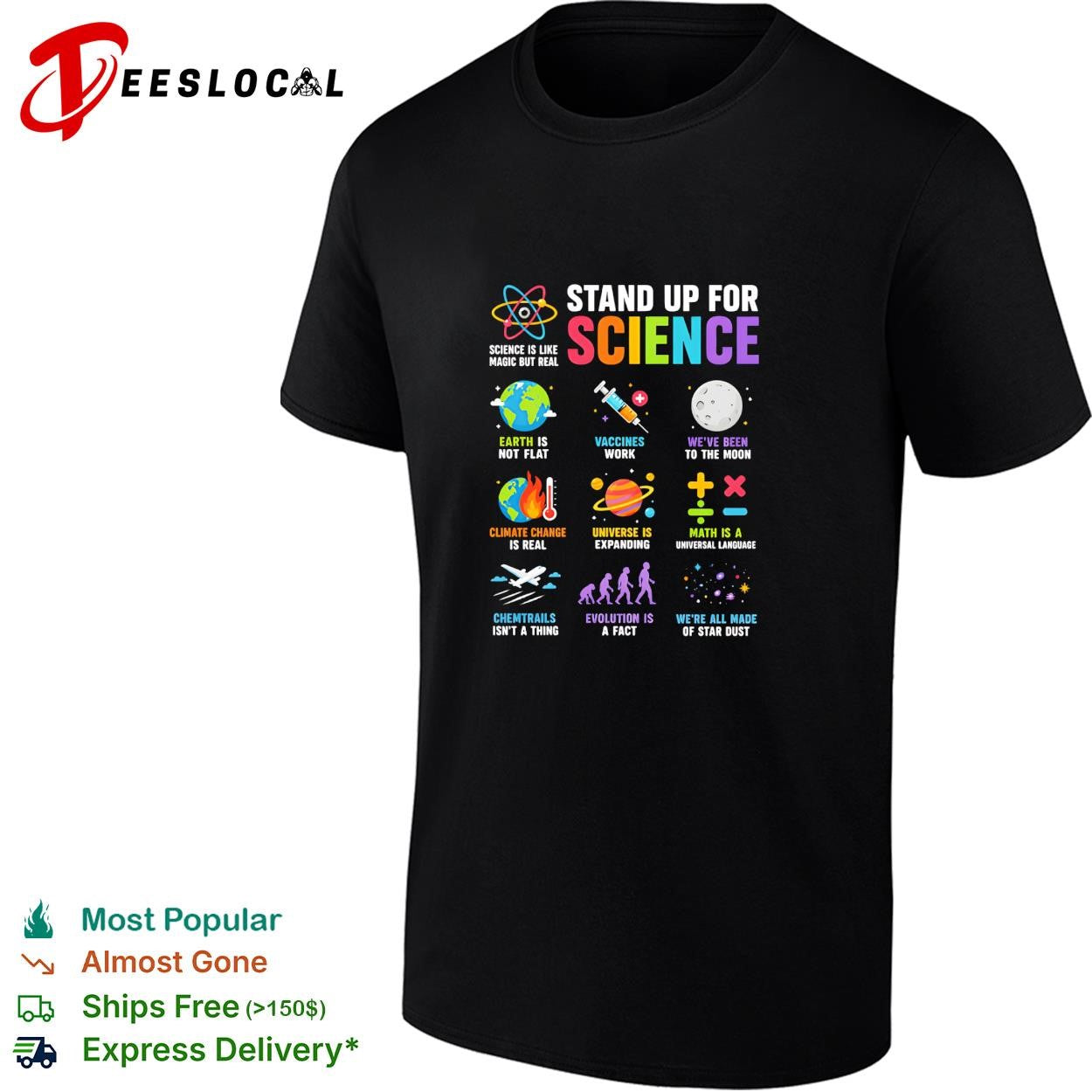 Science geek advocacy nine icons stand up for is like magic but real shirt