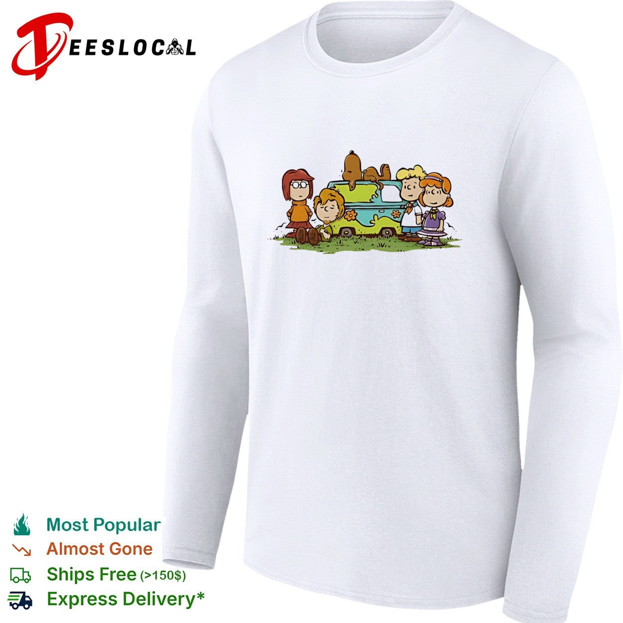 Scooby Doo Peanuts Gang mashup Mystery Machine mystery inc characters kids shirt