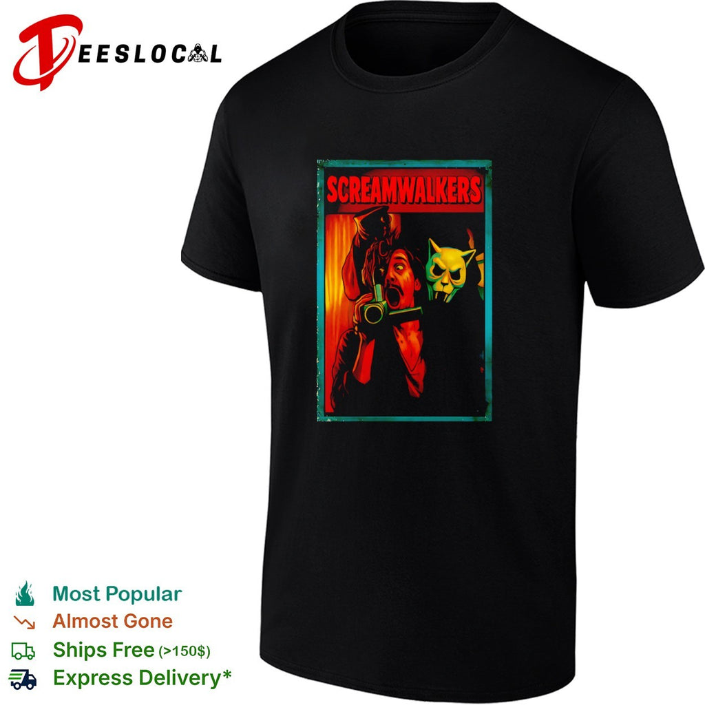 Screamwalkers horror movie vintage poster camera graphic shirt