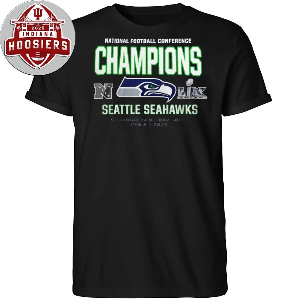 Seahawks 2025 2026 NFC Champions 4 Time Logo T-Shirt