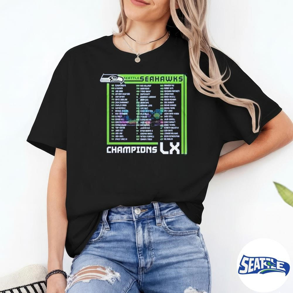 Seahawks S Bowl LX Champions Roster All Players Names shirt