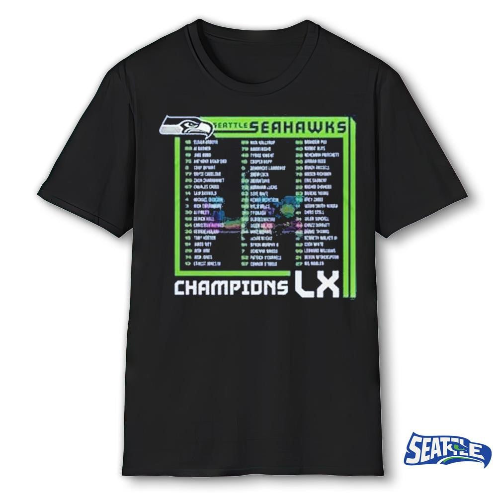 Seahawks S Bowl LX Champions Roster All Players Names shirt