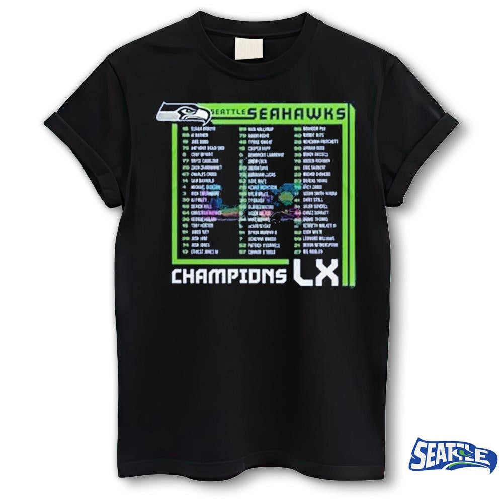 Seahawks S Bowl LX Champions Roster All Players Names shirt