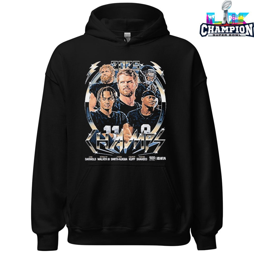Seattle Football 2025 Champs Darnold Walker Smith Njigba Kupp Shaheed Shirt