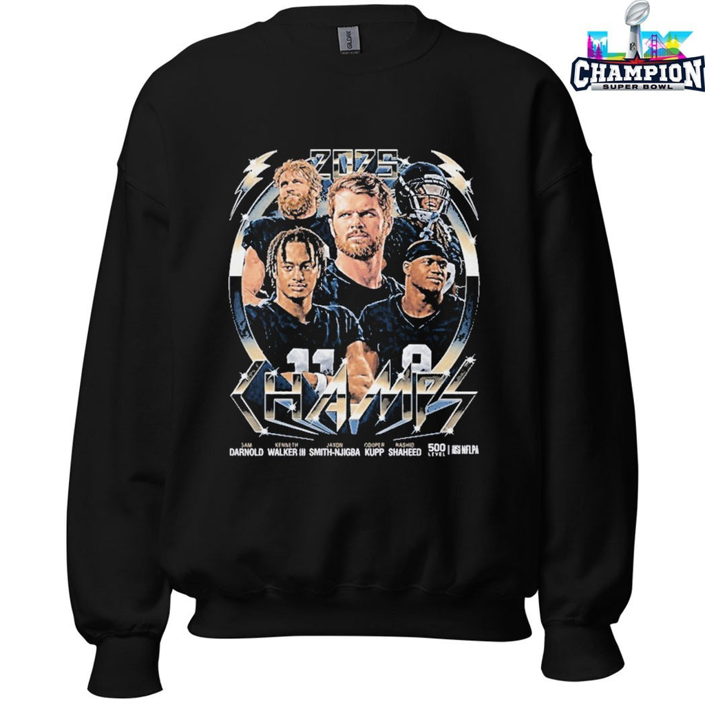 Seattle Football 2025 Champs Darnold Walker Smith Njigba Kupp Shaheed Shirt