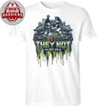 Seattle Football They Not Like Us Eagle Mascot Stadium Drip T-Shirt