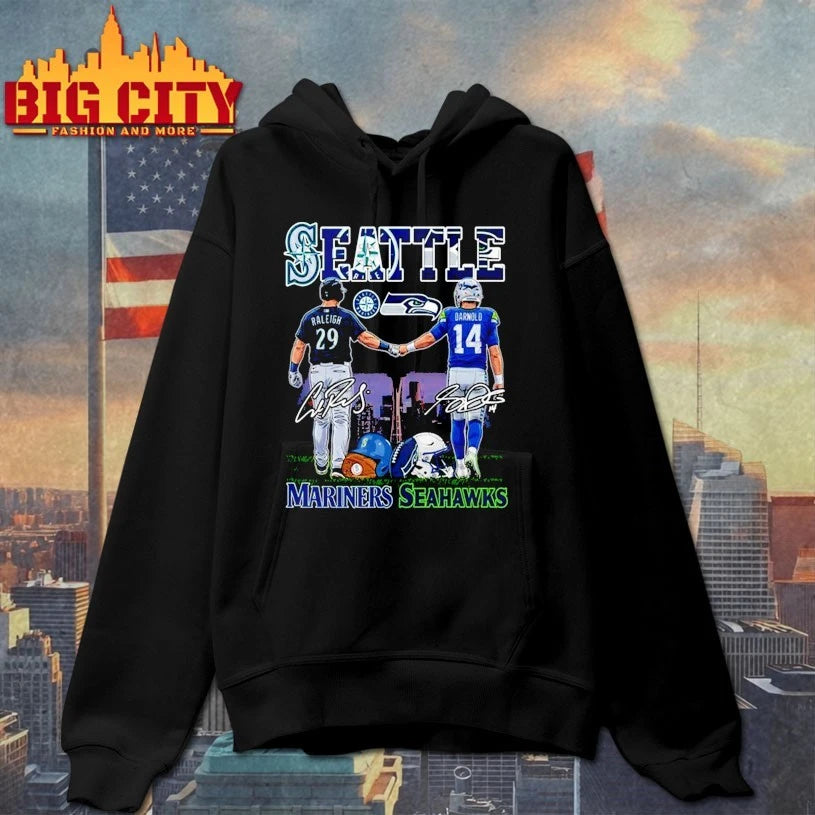 Seattle Mariners And Seahawks Raleigh Darnold Signatures Shirt