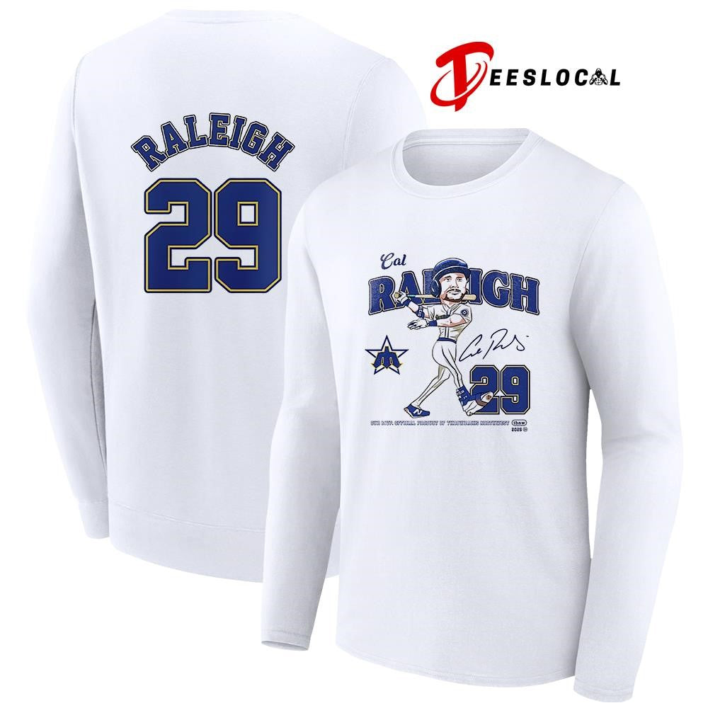 Seattle Mariners Cal Raleigh MVP name and number caricature pose shirt