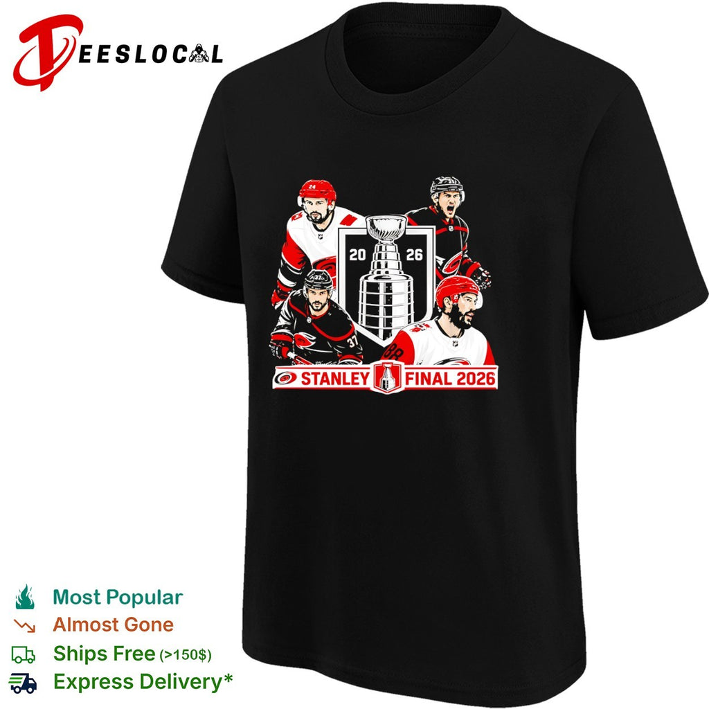 Sebastian Aho Andrei Svechnikov Martin Necas Carolina Hurricanes Stanley Final 2026 shirt