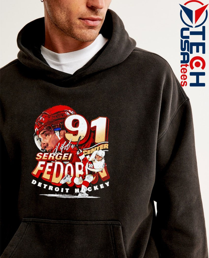 Sergei Fedorov #91 Detroit Red Wings Hockey player name shirt