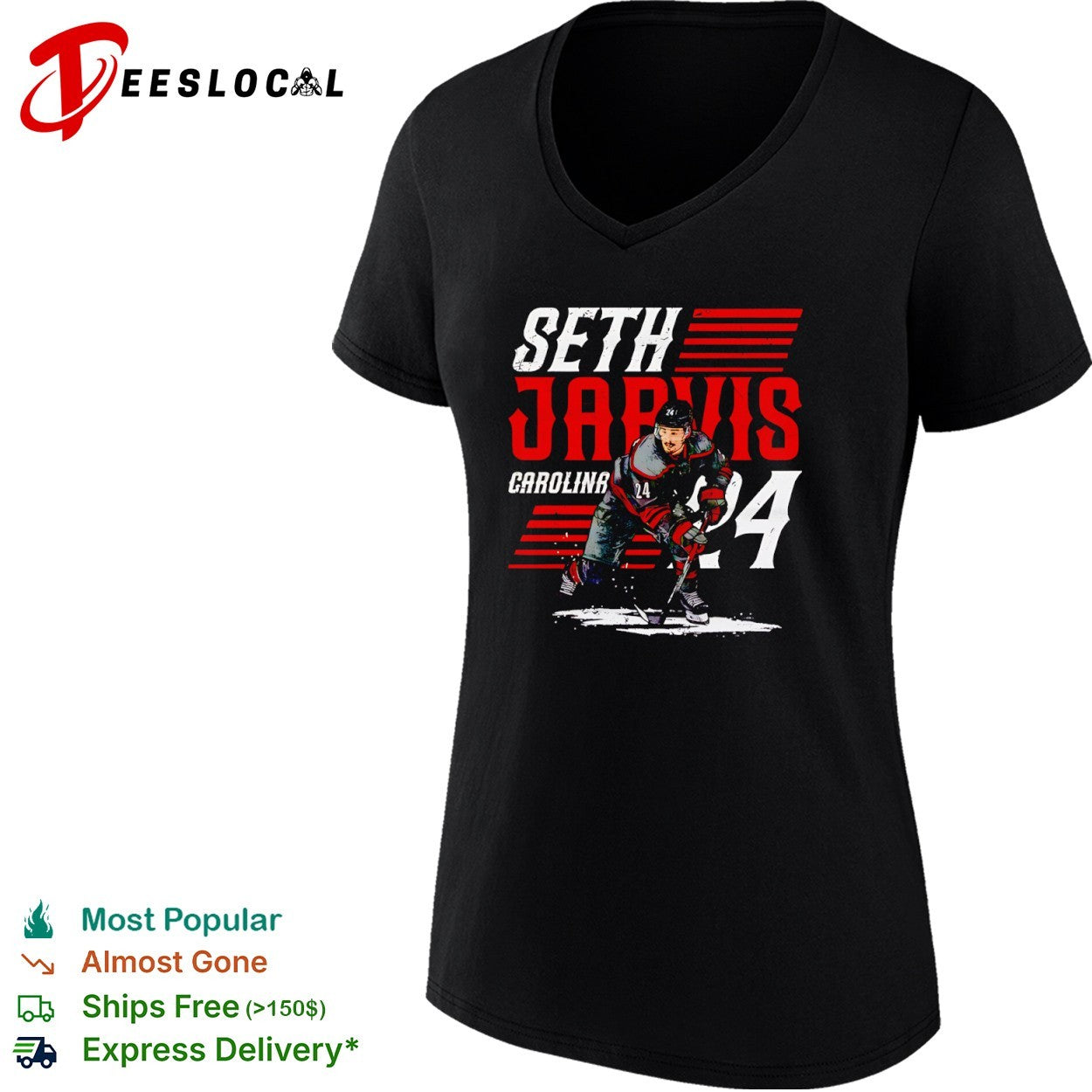 Seth Jarvis Carolina Hurricanes NHL Player 24 Number Shirt