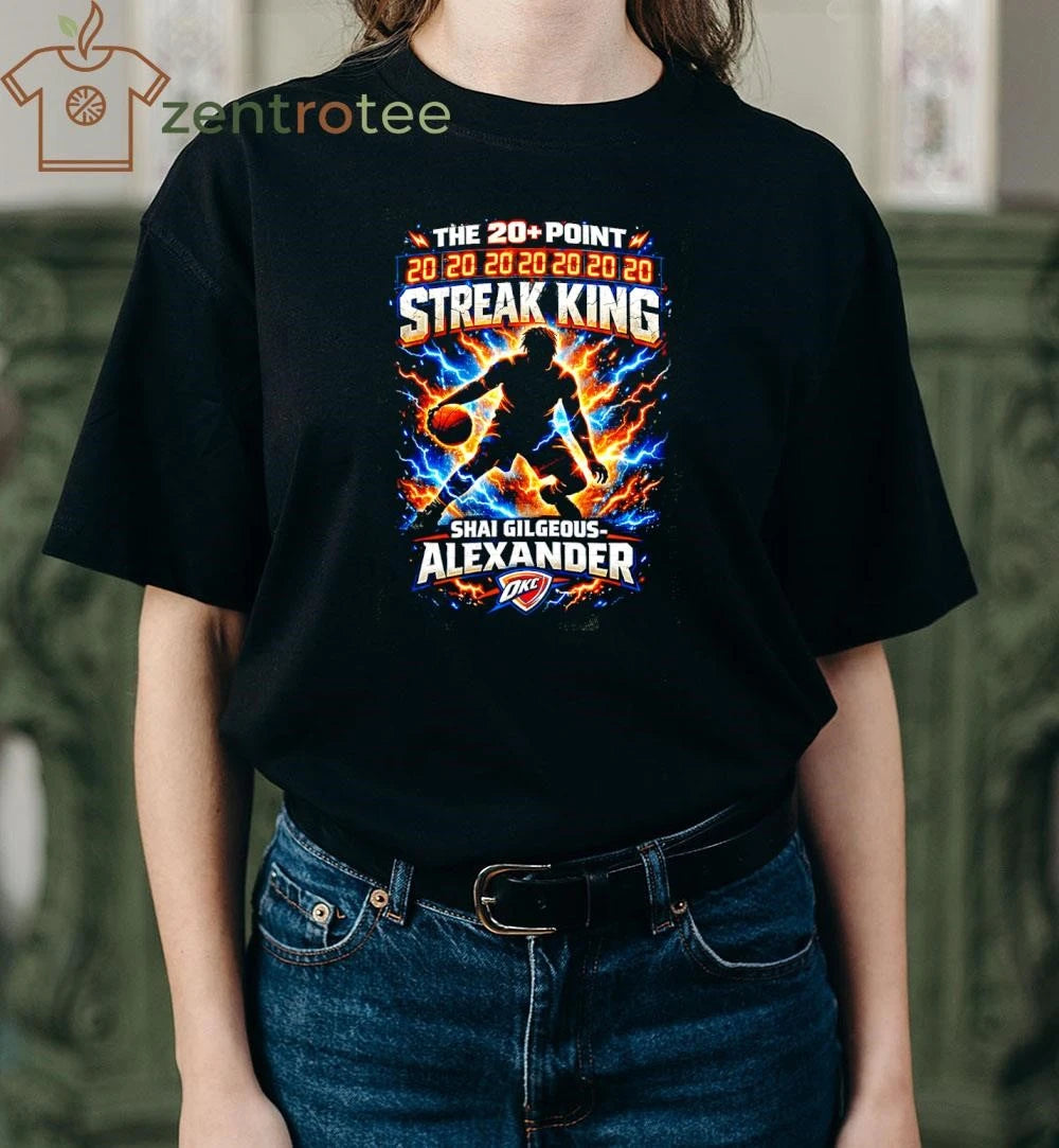 Shai Gilgeous-Alexander 20+ Point Streak King Thunder NBA T-Shirt