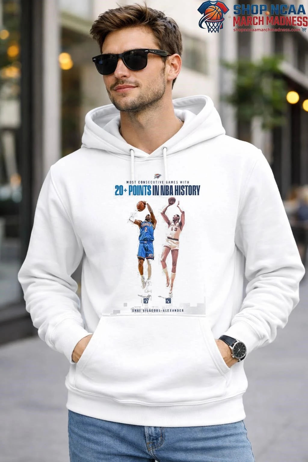 Shai Gilgeous Alexander 2026 Shirt OKC Thunder Passes Wilt For The Longest 20+ Points Streak Of All Time T-Shirt