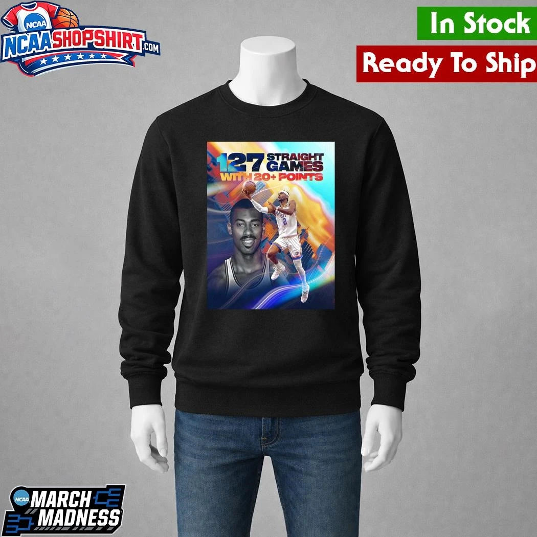 Shai Gilgeous Alexander OKC Thunder Passes Wilt For The Longest 20+ Points Streak Of All Time Shirt