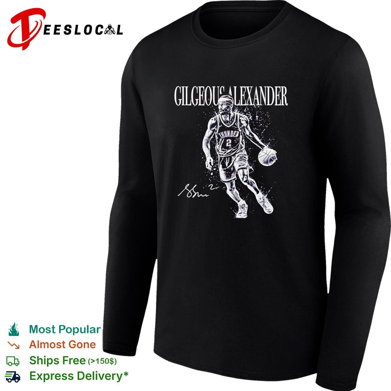 Shai Gilgeous-Alexander Oklahoma City Thunder number 2 action portrait shirt