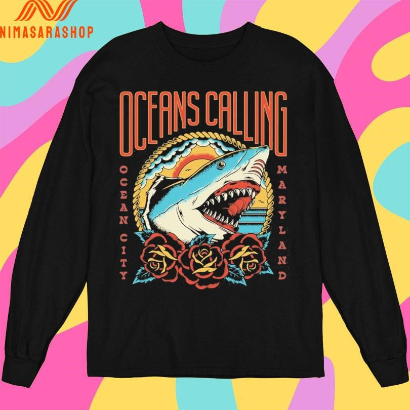 Shark Lineup Oceans Calling Ocean City Maryland Shirts