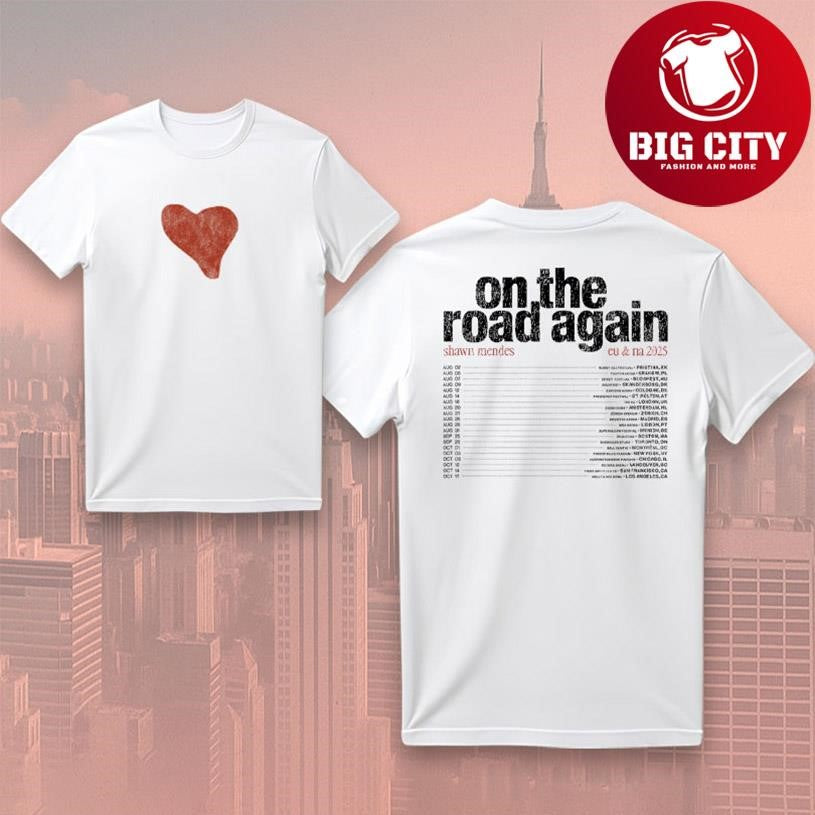 Shawn Mendes Heart Tour EU &amp; NA 2025 Two Sided Shirt