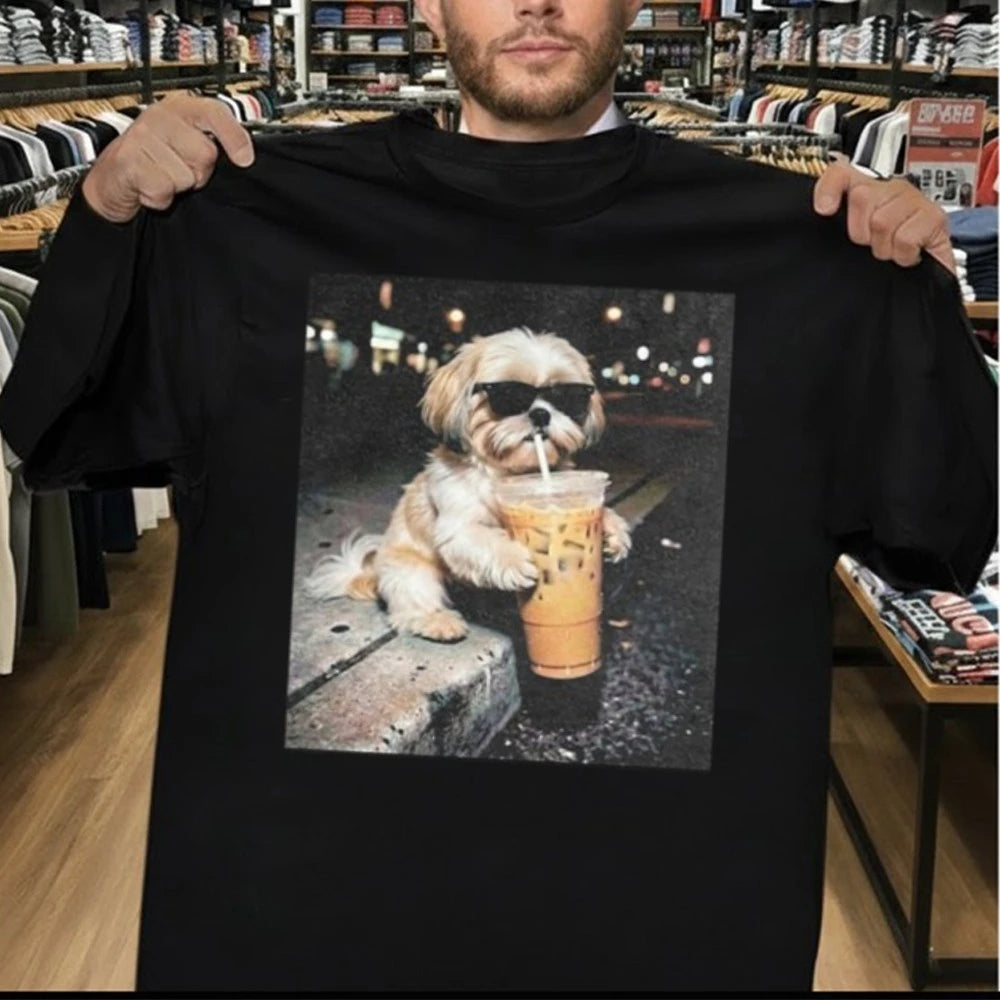 Shih Tzu Drinking Iced Coffee Shirt