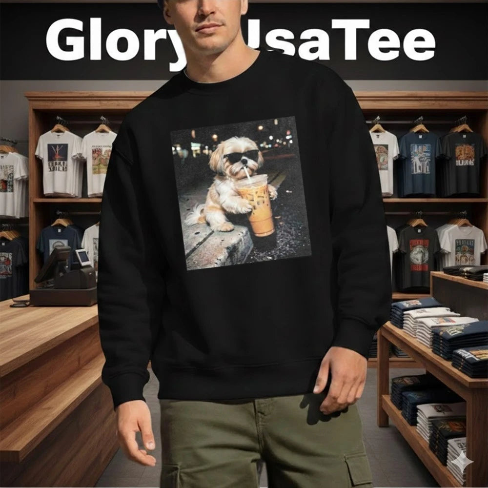 Shih Tzu Drinking Iced Coffee Shirt
