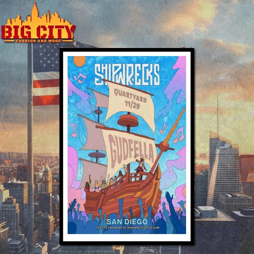 Shipwrecks Music Fest Nov 29 2025 Quartyard in San Diego CA Poster shirt