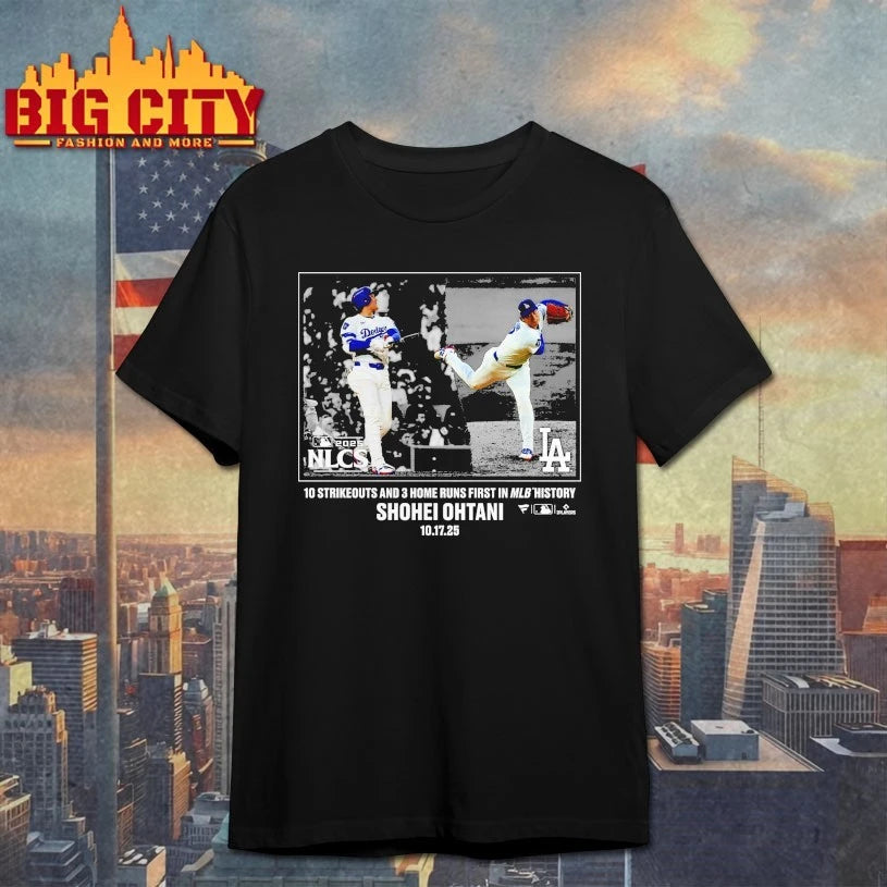 Shohei Ohtani Los Angeles Dodgers 2025 MLB Postseason 10 strikeouts and 3 home runs first in MLB history shirt